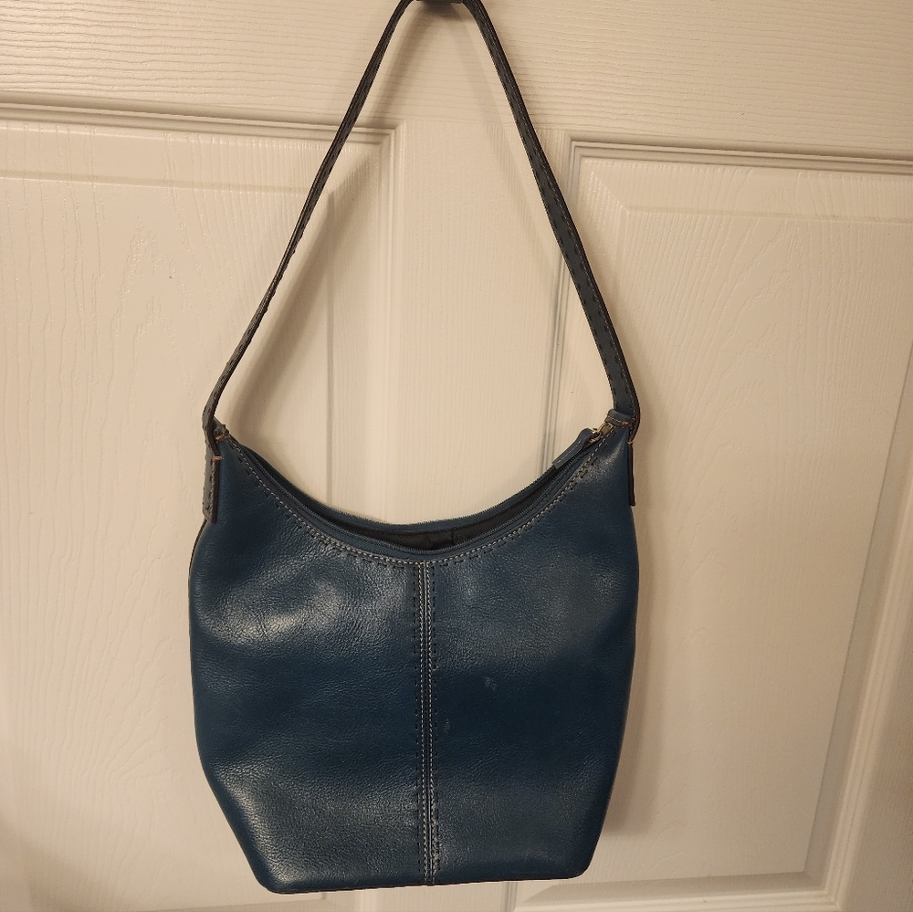 FOSSIL Stitched Dark Teal Genuine Leather Bag ZB9008